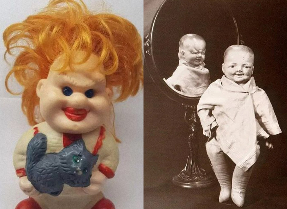 Слева резиновый Куклачев, справа двуликая кукла. Коллаж НЭН