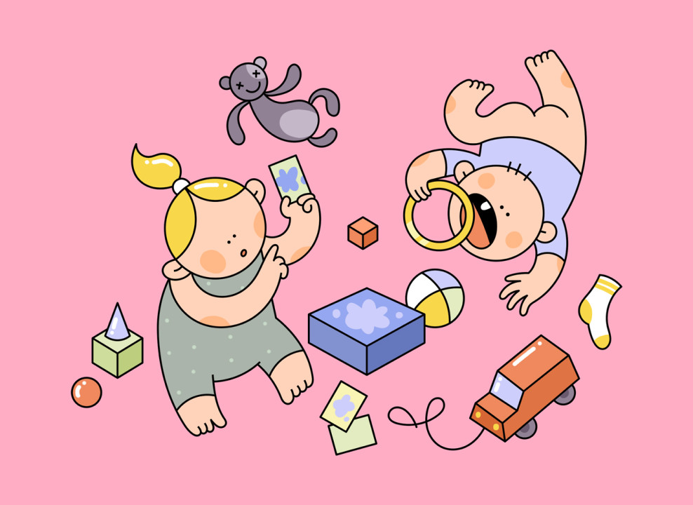 Дети играют в игрушки. Иллюстрация Лизы Стрельцовой для НЭН 
