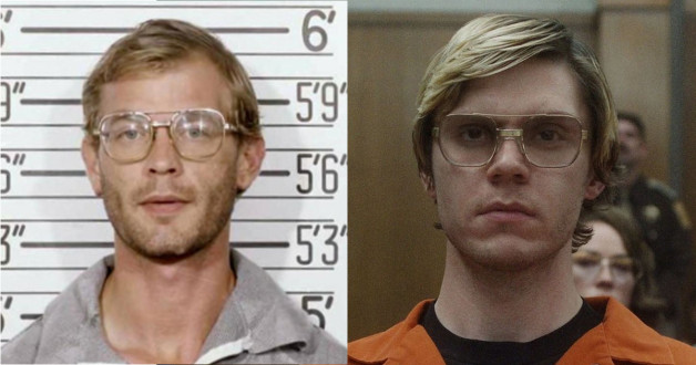 Фото: Milwaukee Police Departmen, 1991 | Кадр: «Монстр: История Джеффри Дамера», 2022 | Netflix